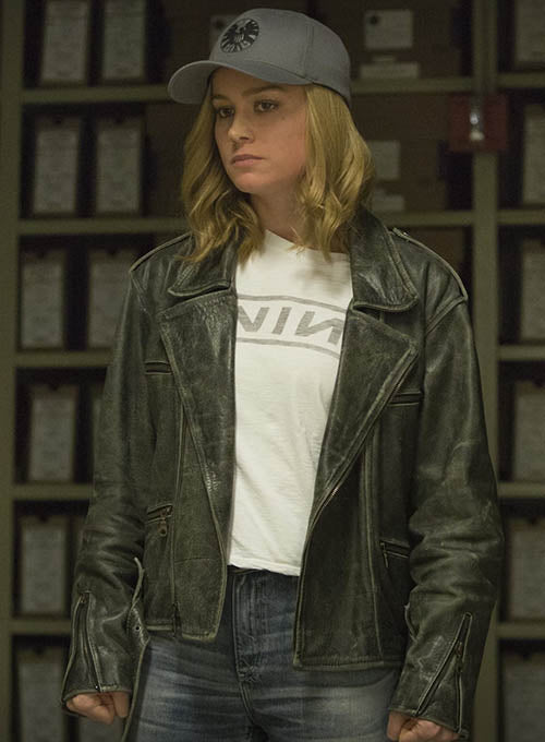 Brie Larson Captain Marvel Black Leather Jacket – alternate view