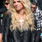 Britney Spears Black Leather Jacket – front view