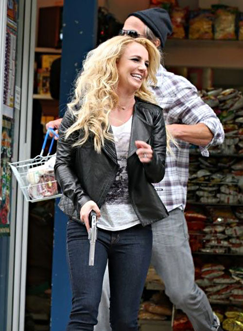 Britney Spears Black Leather Jacket – alternate view