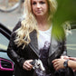 Britney Spears Black Leather Jacket – close-up and worn views