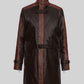 Watch Dogs Aiden Pearce Brown Leather Trench Coat in dark brown – front view