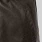 Watch Dogs Aiden Pearce Brown Leather Trench Coat in dark brown – close-up detail of hardware and pockets