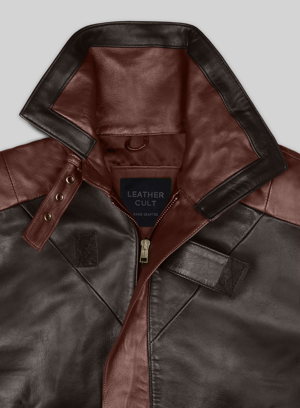 Watch Dogs Aiden Pearce Brown Leather Trench Coat in dark brown – close-up detail of hardware and pockets