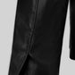Bruce Springsteen Born to Run Black Leather Trench Coat – close-up detail of hardware and pockets