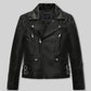 Bruna Marquezine Blue Beetle Leather Jacket – front view