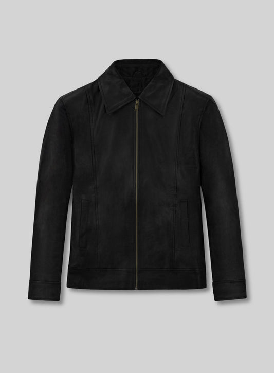 Californication Hank Moody Season 5 Black Leather Jacket – front view