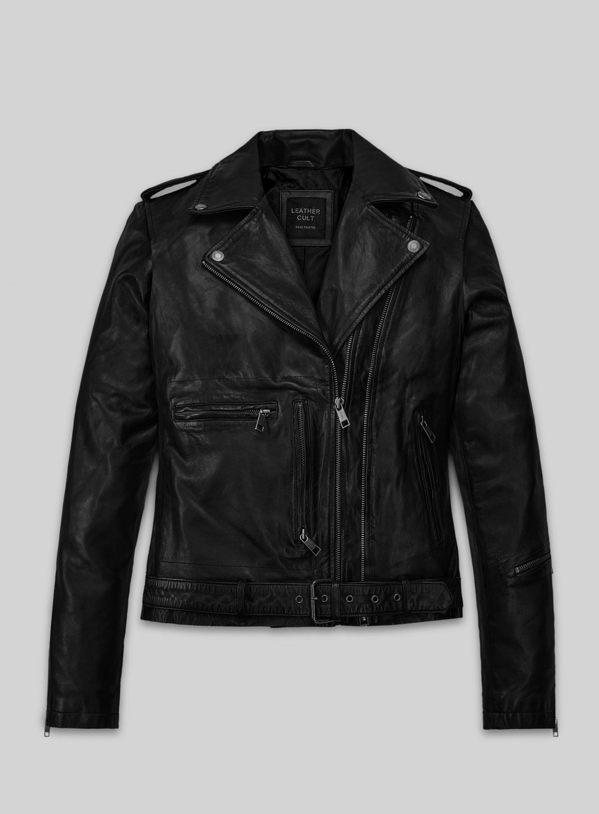 Cameron Diaz Annie Black Leather Jacket – front view