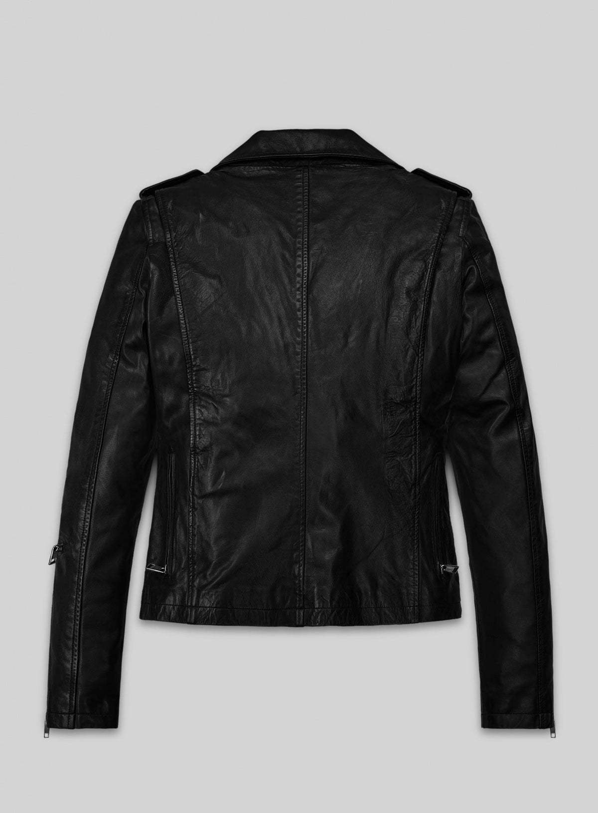 Cameron Diaz Annie Black Leather Jacket – back view
