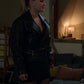 Camille Razat Emily in Paris Black Leather Jacket – front view