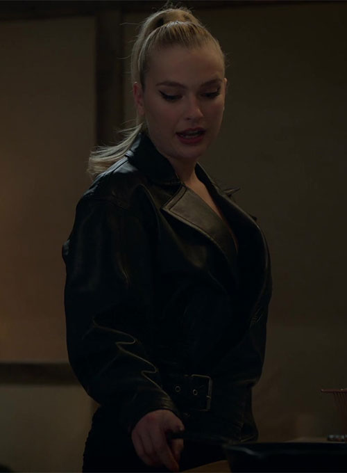 Camille Razat Emily in Paris Black Leather Jacket – alternate view