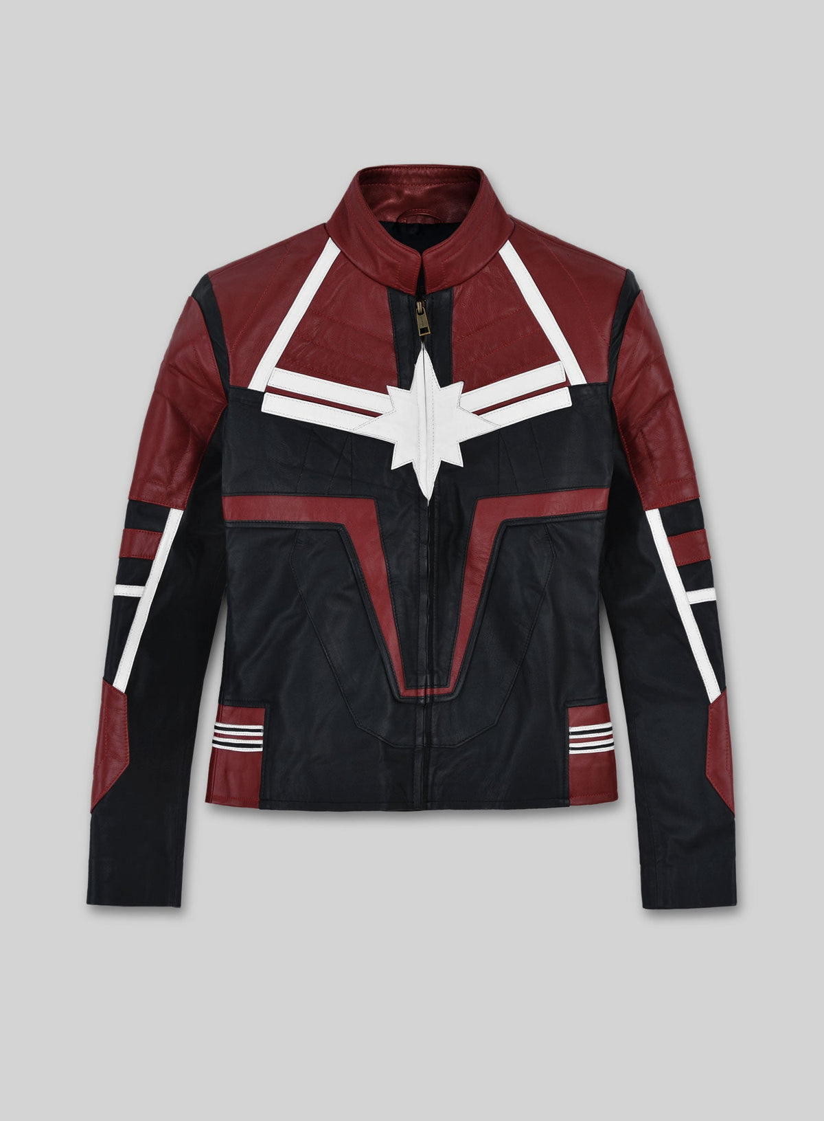 Captain Marvel White Leather Jacket – front view