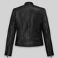 Carrie Anne Moss The Matrix Resurrections Black Leather Jacket – back view