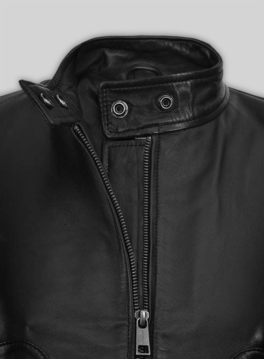 Carrie Anne Moss The Matrix Resurrections Black Leather Jacket – close-up and worn views