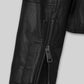 Carrie Anne Moss The Matrix Resurrections Black Leather Jacket – close-up and worn views