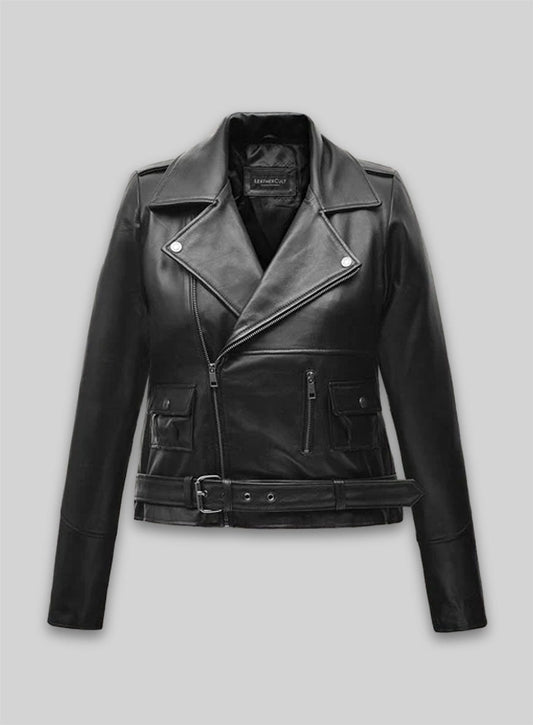 Cate Blanchett Black Leather Jacket – front view