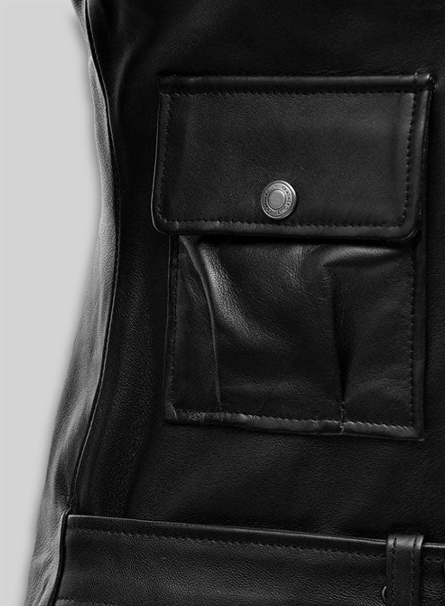 Cate Blanchett Black Leather Jacket – close-up and worn views
