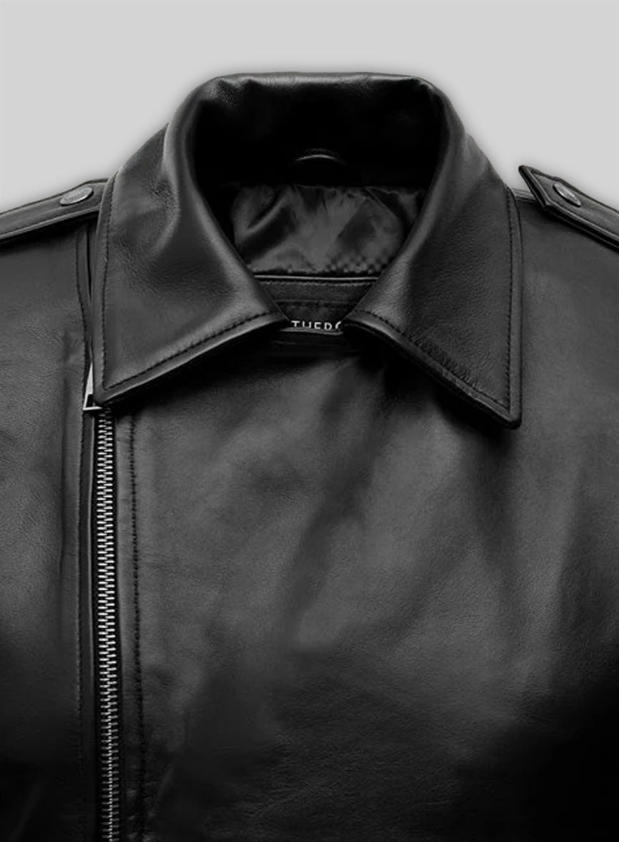 Cate Blanchett Black Leather Jacket – close-up and worn views