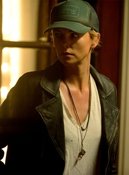 Charlize Theron Dark Places Black Leather Jacket – alternate view