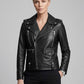 Charlize Theron Black Leather Jacket – back view