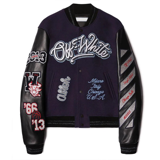 Chicago Bulls Off-White Varsity Jacket – Recreated Edition