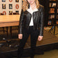 Chloe Grace Moretz Black Leather Jacket – front view