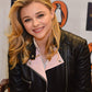 Chloe Grace Moretz Black Leather Jacket – close-up and worn views