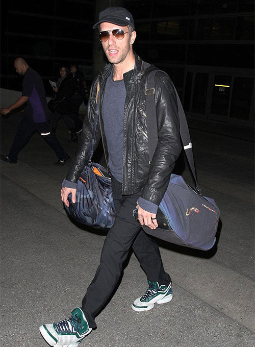 Chris Martin Coldplay Black Hooded Leather Jacket – celebrity inspiration look