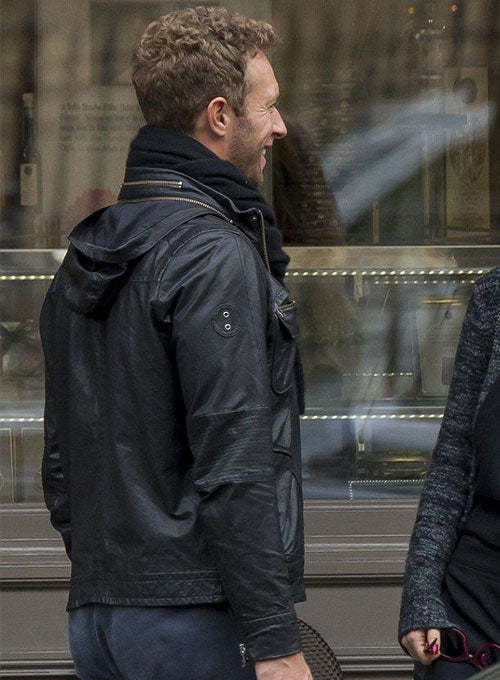 Chris Martin Coldplay Black Hooded Leather Jacket – celebrity inspiration look