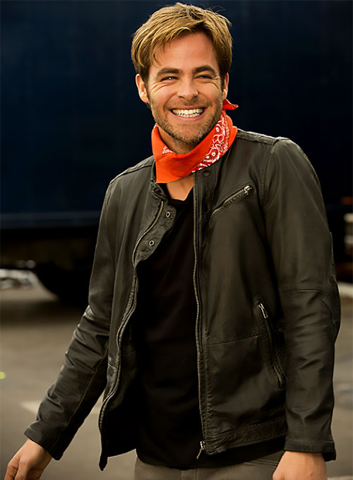 Chris Pine Horrible Bosses 2 Black Leather Jacket – front view
