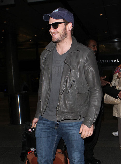 Chris Pratt Black Leather Jacket – Chris Pratt wearing the look, photo 2