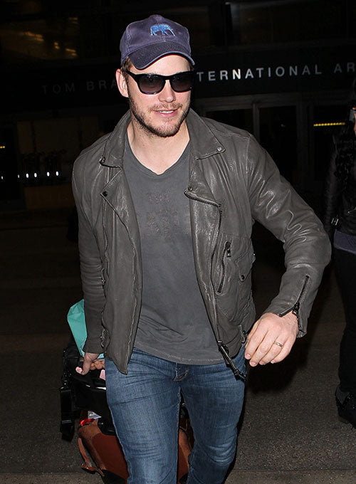 Chris Pratt Black Leather Jacket – Chris Pratt wearing the look, photo 3