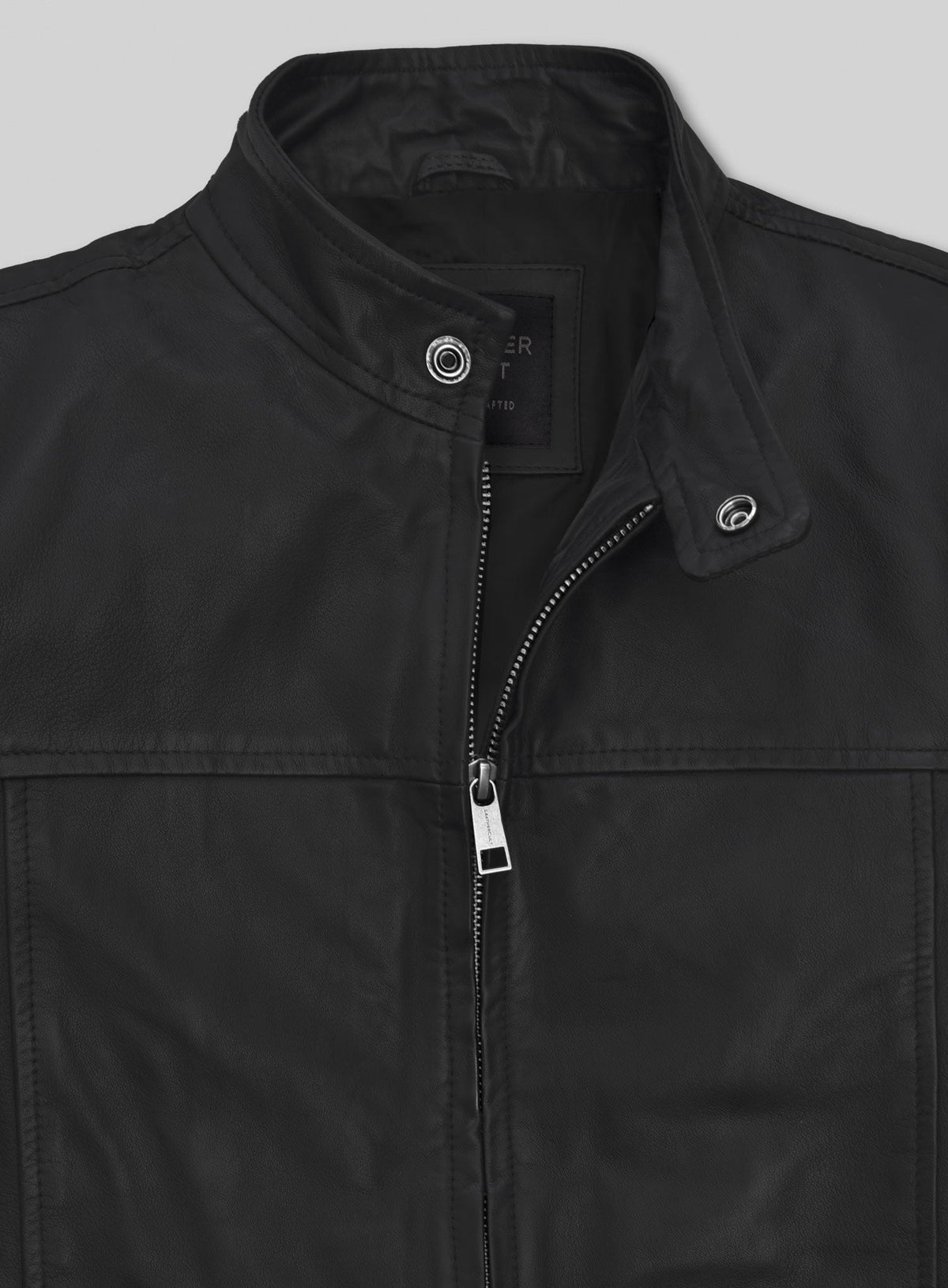 Chris Hemsworth Thor Promo Black Leather Jacket – close-up detail of hardware and pockets