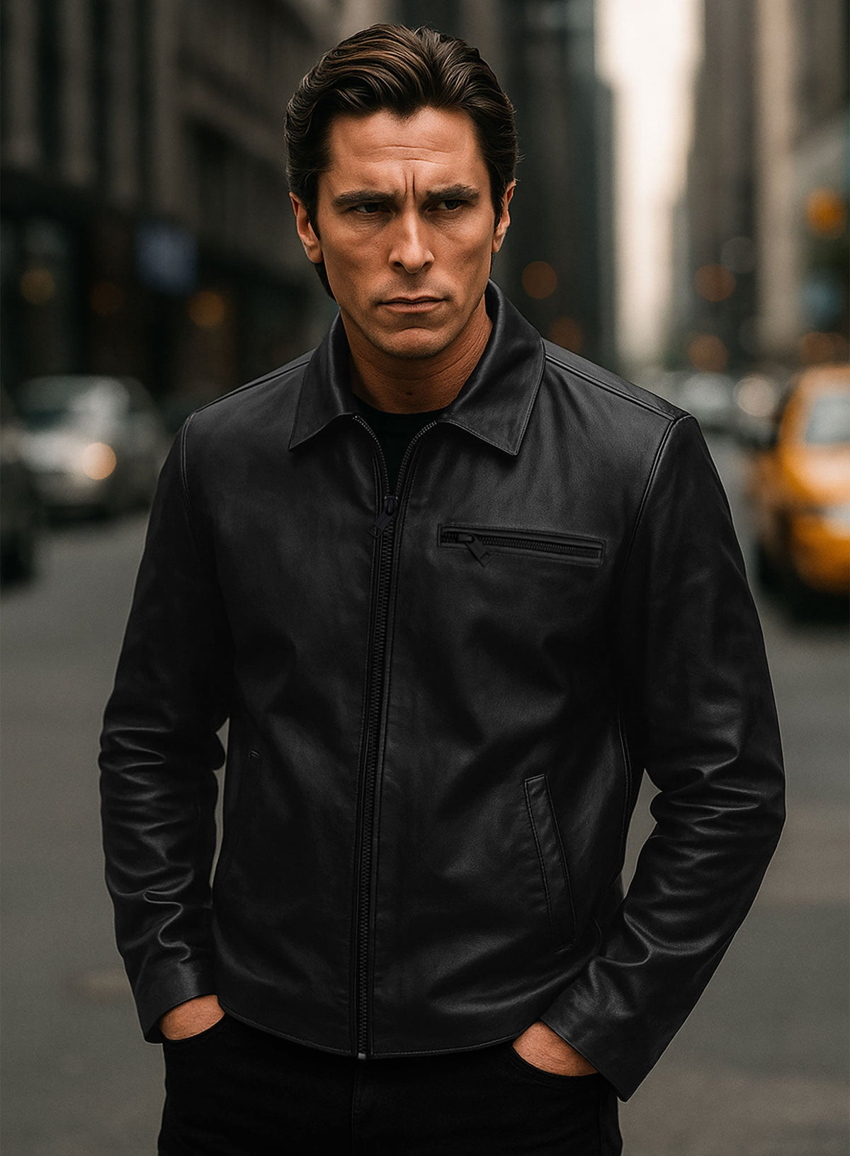 Christian Bale Leather Jacket view 2