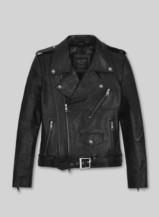 Claire Foy The Girl in the Spider's Web Black Leather Jacket – front view