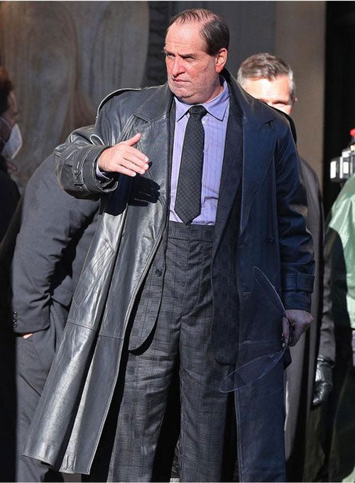 Colin Farrell The Batman Black Leather Long Coat – Colin Farrell celebrity photo in The Batman