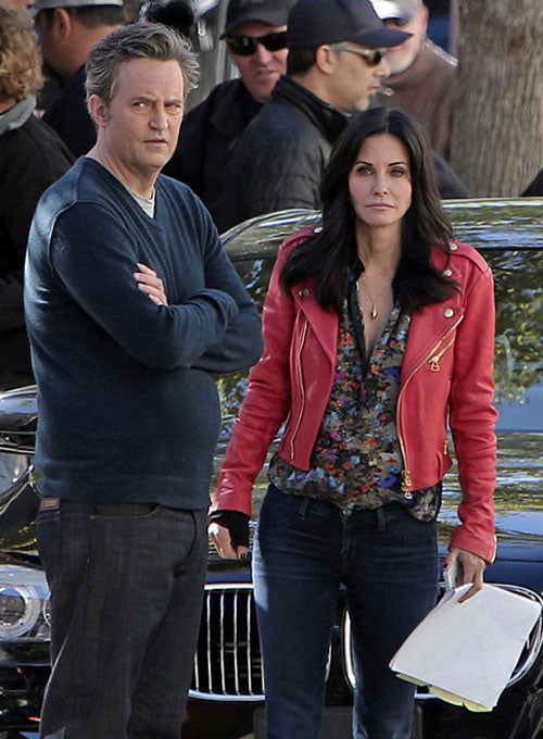 Courteney Cox Red Biker Leather Jacket – front view