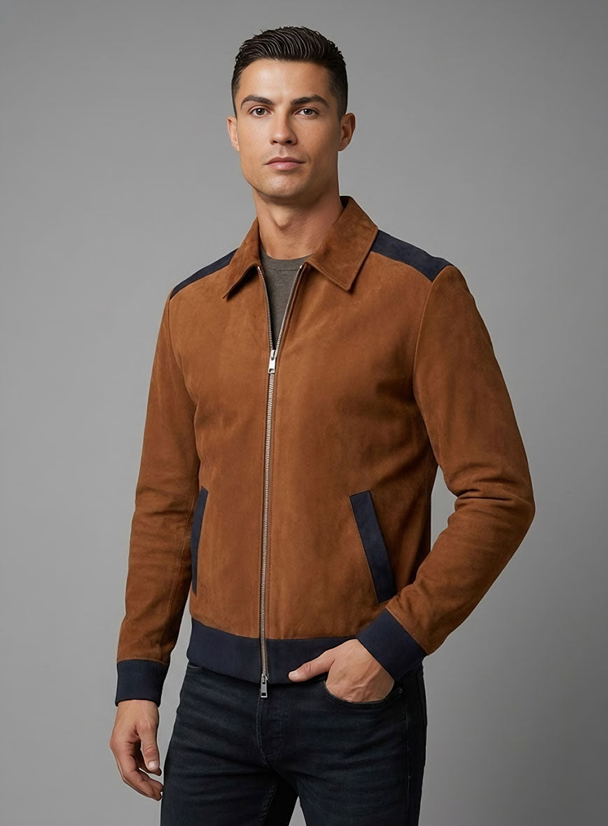 Cristiano Ronaldo Black Leather Jacket – close-up and worn views
