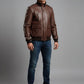 Cristiano Ronaldo Black Bomber Leather Jacket – close-up and worn views