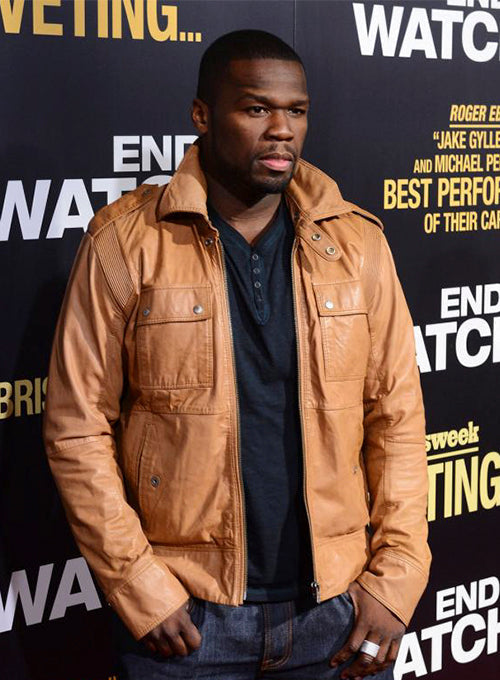 Curtis James Jackson III Brown Leather Jacket – Curtis James celebrity photo in Jackson III
