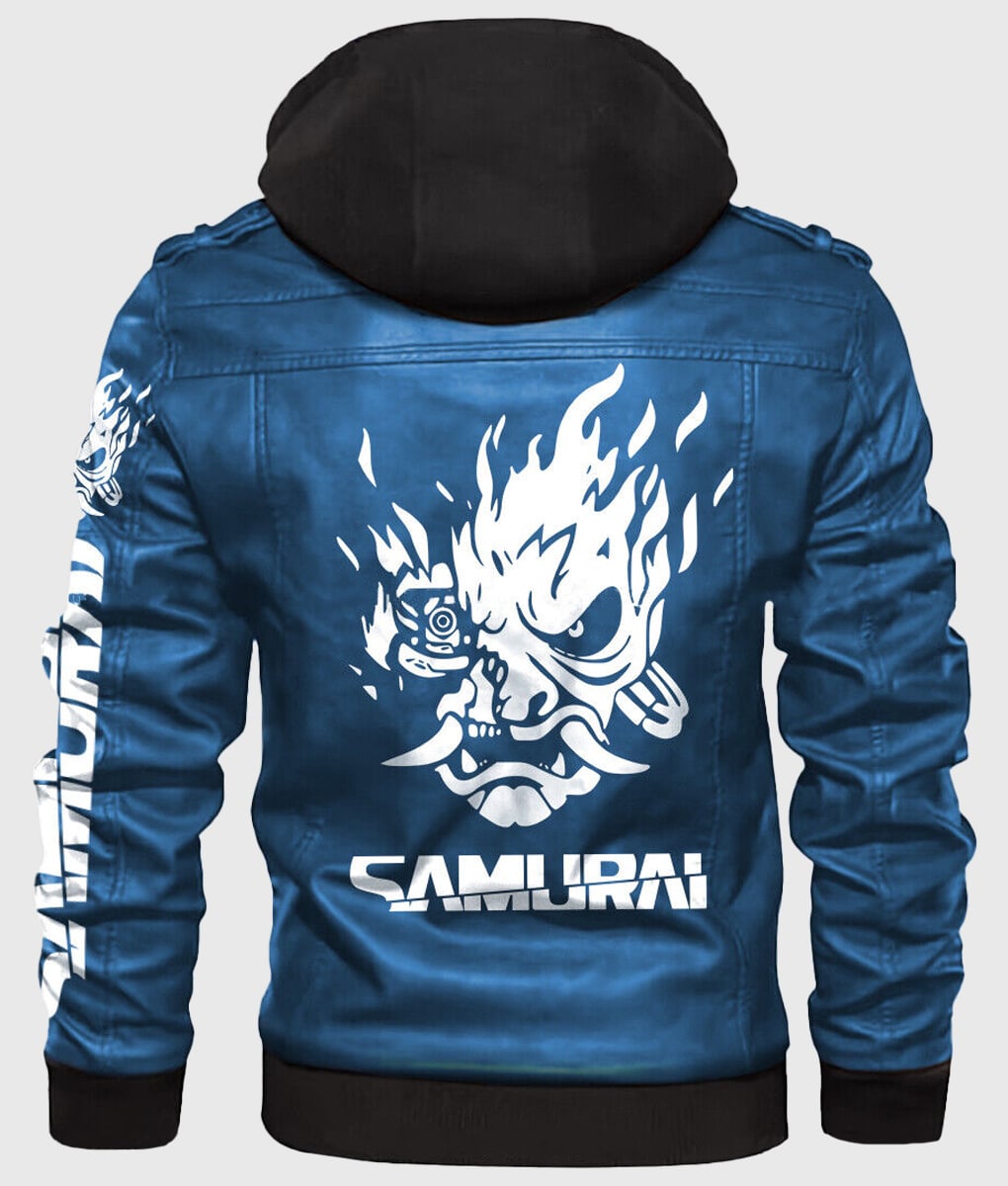 Samurai 2077 Blue Leather Jacket