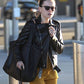 Daisy Ridley Black Biker Leather Jacket – front view