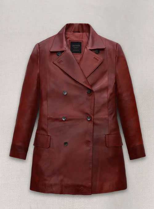 Dakota Johnson Madame Web Black Leather Trench Coat – front view