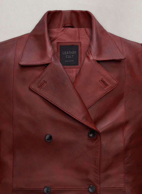 Dakota Johnson Madame Web Black Leather Trench Coat – close-up and worn views