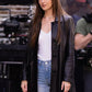 Dakota Johnson Materialists Black Leather Long Coat – front view