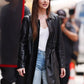 Dakota Johnson Materialists Black Leather Long Coat – alternate view