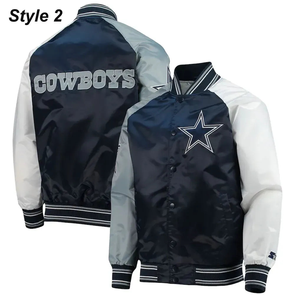 Dallas Cowboys The Tradition II Satin Blue and Grey Jacket — Classic Team Spirit Outerwear