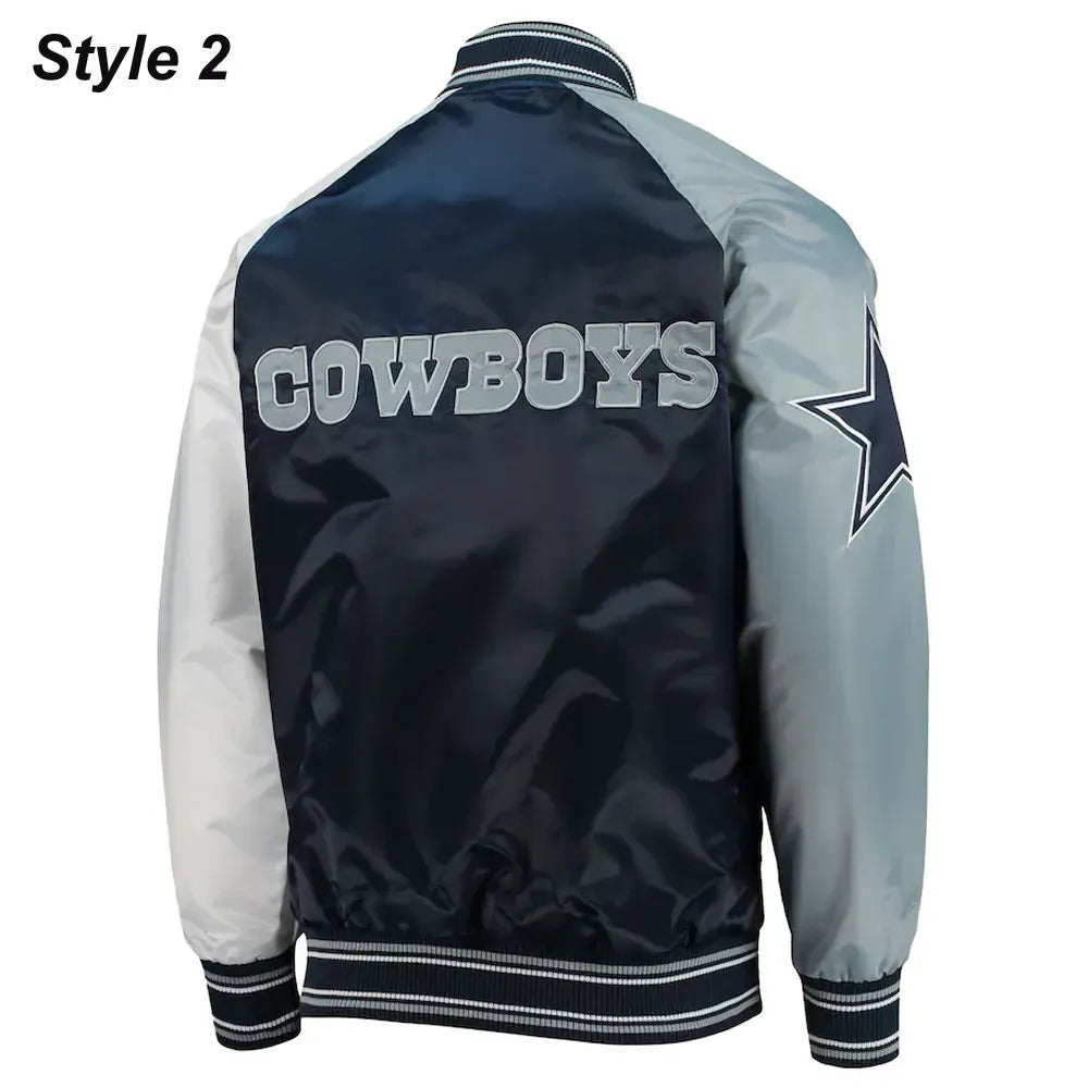 Dallas Cowboys The Tradition II Satin Blue and Grey Jacket — Classic Team Spirit Outerwear