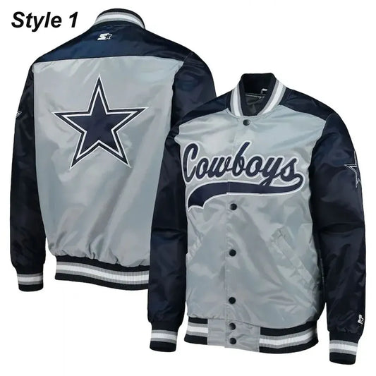 Dallas Cowboys The Tradition II Satin Blue and Grey Jacket — Classic Team Spirit Outerwear