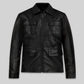 Damon Salvatore Black Leather Jacket in black Napa leather, product view 1