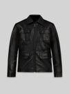 Damon Salvatore Black Leather Jacket in black Napa leather, product view 1